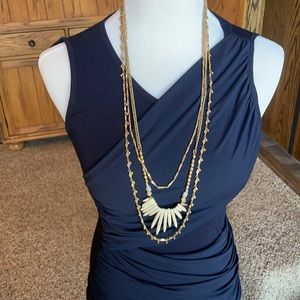 Stella & Dot Zuni layered gold 3 strand necklace